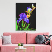 Iris op zwart glad canvas afdruk (Insitu (Woonkamer))