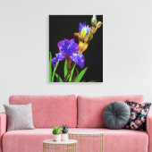 Iris op zwart glad canvas afdruk (Insitu (Woonkamer))