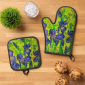 Iris ovenhandschoen ovenwant & pannenlap set (Top down)
