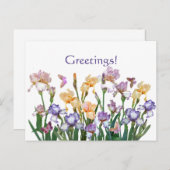 Iris Paars Butterfly roze Floral Briefkaart (Voorkant / Achterkant)
