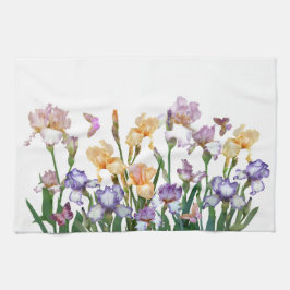 Iris Paars Butterfly roze Floral Theedoek
