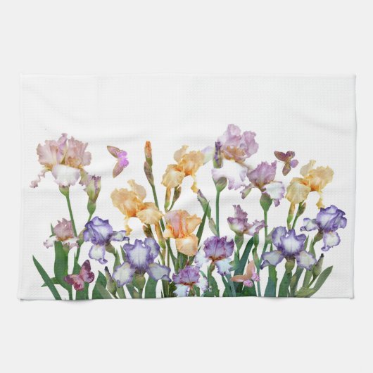 Iris Paars Butterfly roze Floral Theedoek (Horizontaal)