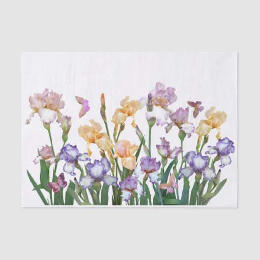 Iris Paars Butterfly roze Floral Tissuepapier (Voorkant)