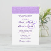Iris Paars en White Damask Wedding Invitation Kaart (Staand voorkant)