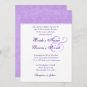 Iris Paars en White Damask Wedding Invitation Kaart (Voorkant / Achterkant)