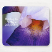 Iris Paars Grateful Heart Quote Muismat (Voorkant)