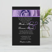Iris Paars Roos en Black Background Wedding Kaart (Staand voorkant)