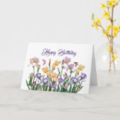 Iris Paarse vlinder Roze Bloemen Verjaardag Kaart (Gele Bloem)