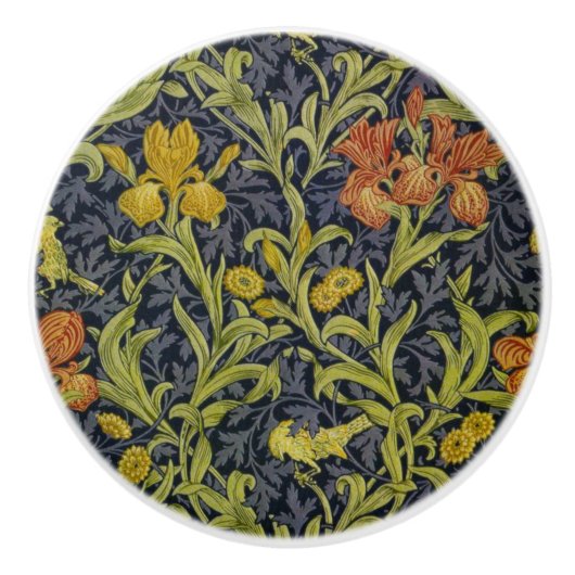Iris Pattern (door William Morris) Keramische Knop (Voorkant)