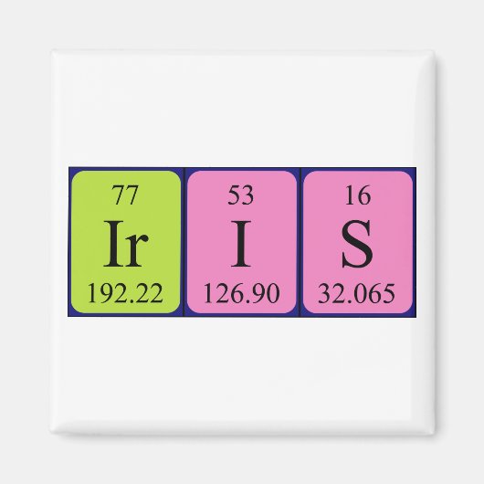 Iris periodiek table name magnet (Voorkant)