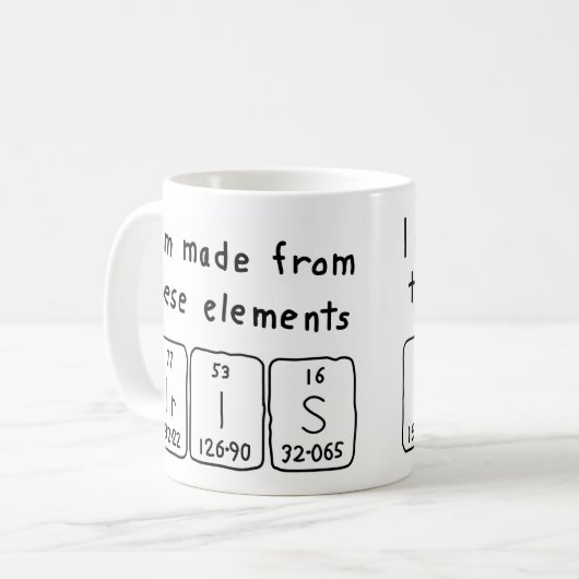 Iris periodieke lijstnaam mok (Voorkant links)