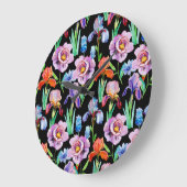 Iris Pioen Waterverf Bloemen Patroon Grote Klok (Hoek)