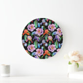 Iris Pioen Waterverf Bloemen Patroon Grote Klok (Huis)