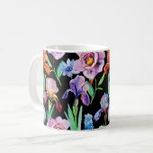 Iris Pioen Waterverf Bloemen Patroon Koffiemok (Voorkant links)