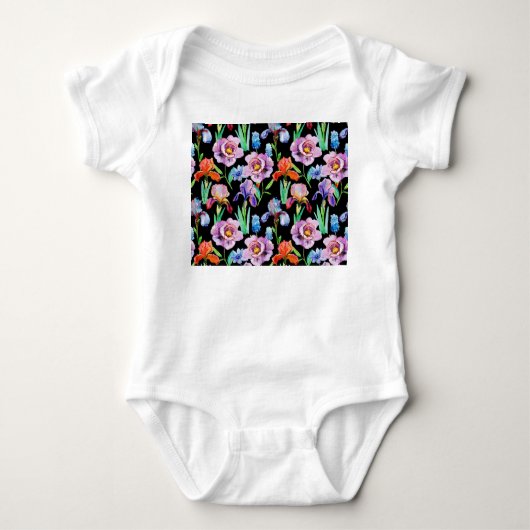 Iris Pioen Waterverf Bloemen Patroon Romper (Voorkant)