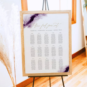 IRIS   Plum Paars Waterverf Gold Seating Chart Poster
