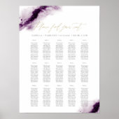 IRIS | Plum Paars Waterverf Gold Seating Chart Poster (Voorkant)