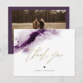 IRIS | Plum Paarse Waterverf Gold Bedankt voor je  Kaart (Voorkant / Achterkant)