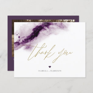 IRIS   Plum Paarse Waterverf Gold Bedankt voor je  Kaart