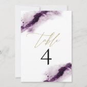 IRIS | Plum Paarse Waterverf Gouden Tafelnummer (Voorkant)