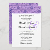 Iris Purple Flowers Wedding Damask Kaart (Voorkant / Achterkant)