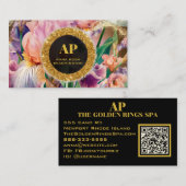 *~ Iris QR Roze AP10 Flowers Goud Visitekaartje (Voorkant / Achterkant)