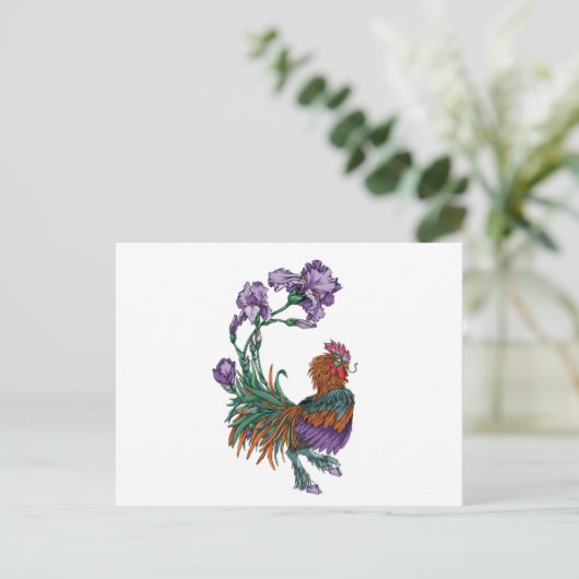 Iris Rooster Briefkaart (Staand voorkant)