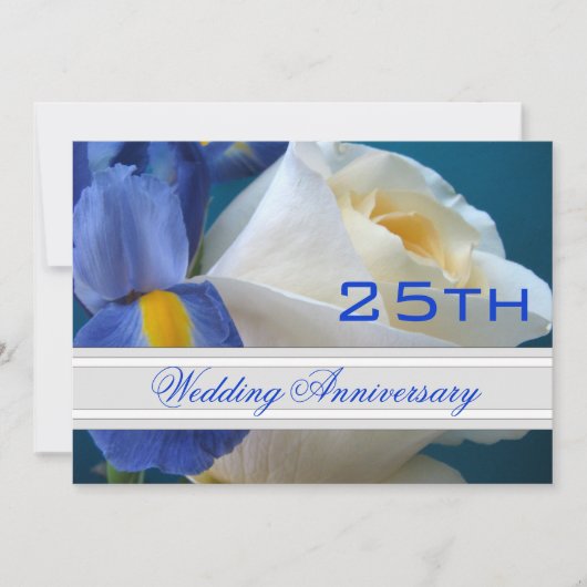 Iris/Roze 25e huwelijksjubileum uitnodiging (Voorkant)