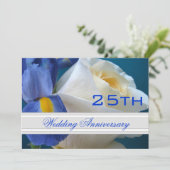 Iris/Roze 25e huwelijksjubileum uitnodiging (Staand voorkant)