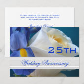 Iris/Roze 25e huwelijksjubileum uitnodiging (Voorkant / Achterkant)