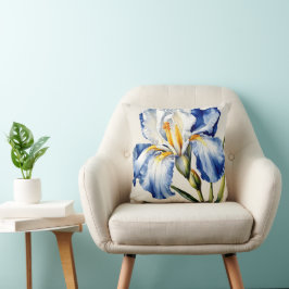 Iris Schwertlilie blau weiß - Aquarell-Design | Kussen