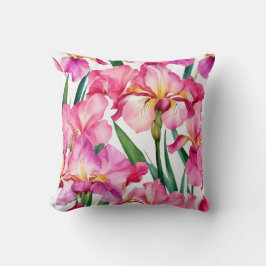 Iris Schwertlilie rosa - Aquarell-Design |  Kussen