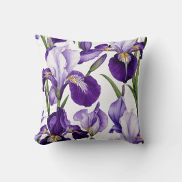 Iris Schwertlilie weiß lila - Aquarell-Design |  Kussen