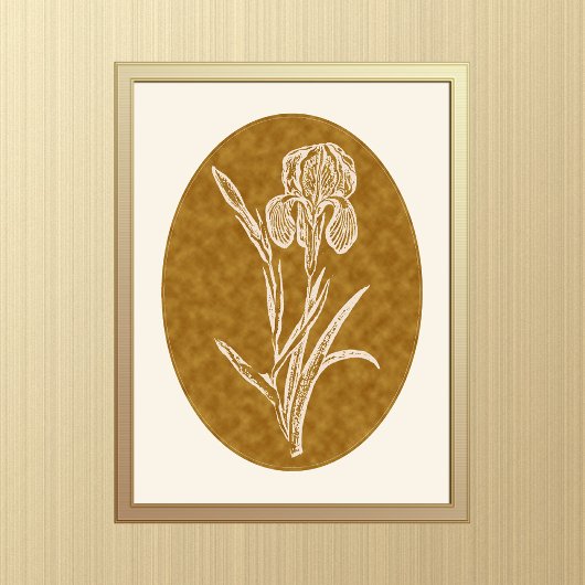 Iris Silhouette over gestructureerde bruine achter Poster