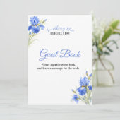 Iris Something Blue Bridal Shower Guest Book Sign Kaart (Staand voorkant)