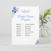 Iris Something Blue Bridal Shower Program Timeline Kaart (Staand voorkant)