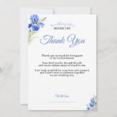 Iris Something Blue Bridal Shower Thank You Card Kaart (Voorkant)