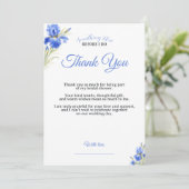 Iris Something Blue Bridal Shower Thank You Card Kaart (Staand voorkant)