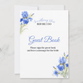 Iris Something Blue Bruiloft Feest Gastboek Bord Kaart (Voorkant)