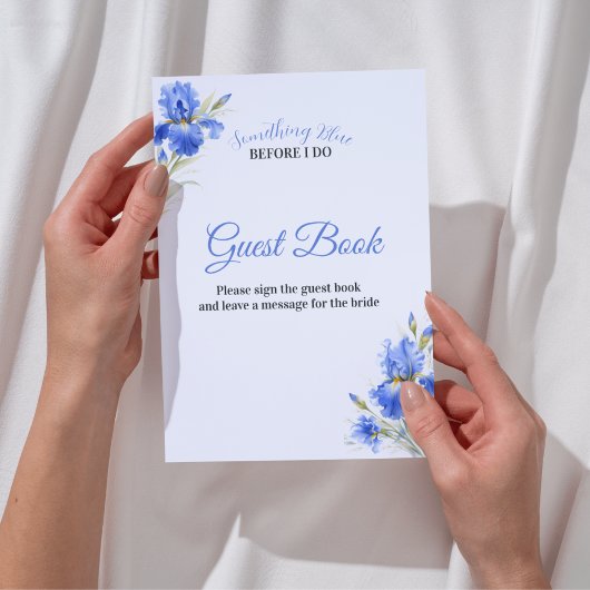 Iris Something Blue Bruiloft Feest Gastboek Bord Kaart