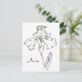 Iris Spring Flower Pen en Ink Tekening Briefkaart (Staand voorkant)