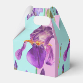 Iris Trouwtaart Favor Doos Paars Aqua Bloemen Bedankdoosjes