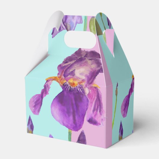 Iris Trouwtaart Favoriet Box Paarse Aqua Flowers Bedankdoosjes (Voorkant Zijde)