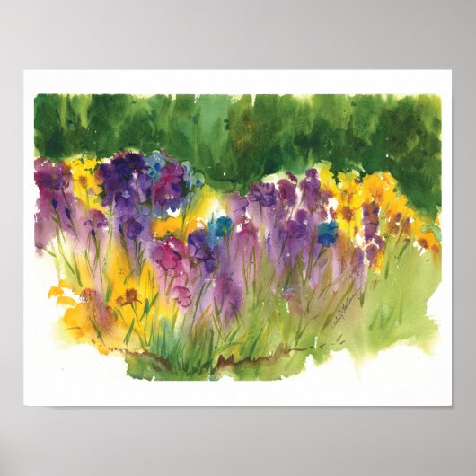 Iris Tuin Aquarelprint - 11 x14 Poster (Voorkant)