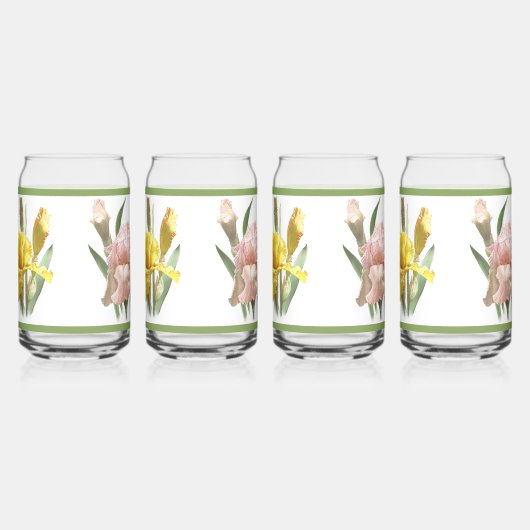 Iris tuin drie bloemen botanische kunst blikvorm glas (Rechts)