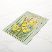 Iris uitnodiging van glas in lood met gouden folie (Gedraaid)