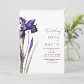 Iris uitnodigingen voor trouwbloem bruiloft (Staand voorkant)