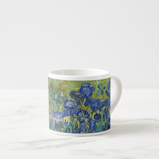 Iris Van Gogh  Floral Art Flowers Monogram Espresso Kop (Voorkant rechts)