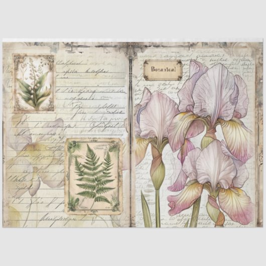  Iris & Varen Botanische Decoupage Ephemera Tissuepapier (Voorkant)