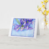 Iris Vase Blue Border Blank Wenskaart Kaart (Gele Bloem)